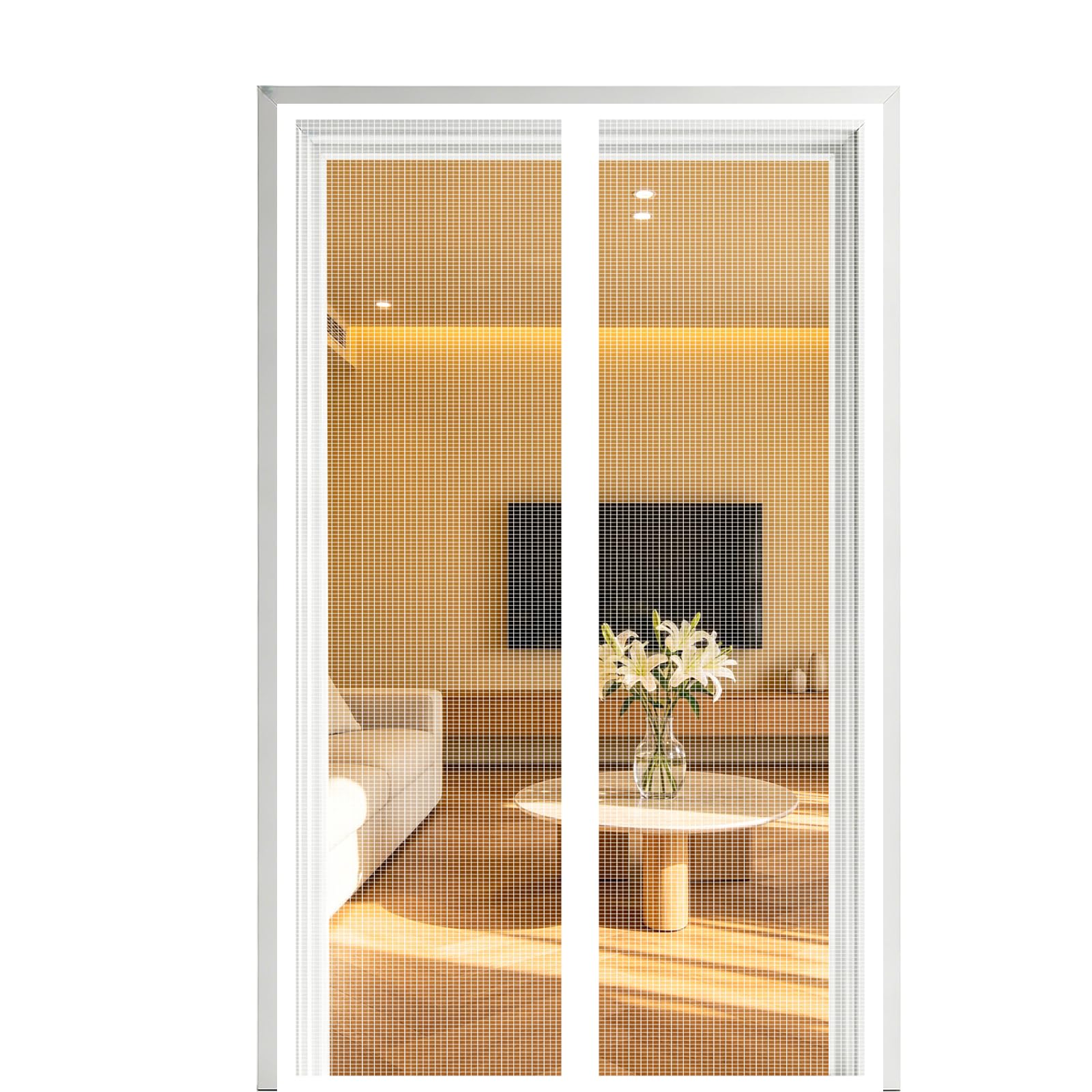 Fly Screen Door 230 x 195 cm Self Sealing Powerful Magnets Screen Doors with Magnets with Powerful & Full Frame Magic Tape Suitable for Patio Doors Balcony Bedroom, White