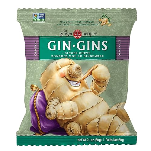 Vista 27 de The Ginger People Gin Gins - Caramelos masticables de jengibre, sabor original, 4.5 onzas (paquete de 12)