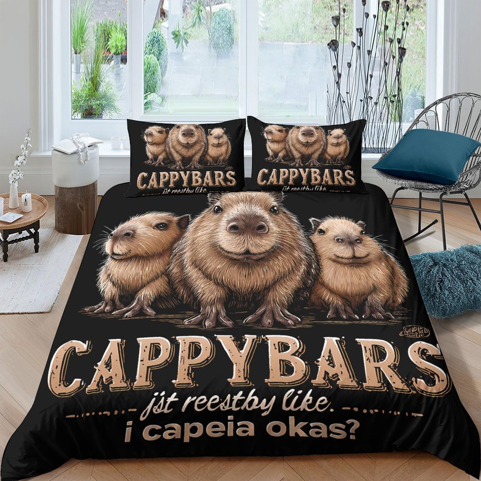 Ctjqhvkz Style-6 3D Printed Capybara Fitted Sheet Microfiber Soft Decorative Animal Bed Cover For Bedroom Dorm Mattress Protection Single（135X200cm）