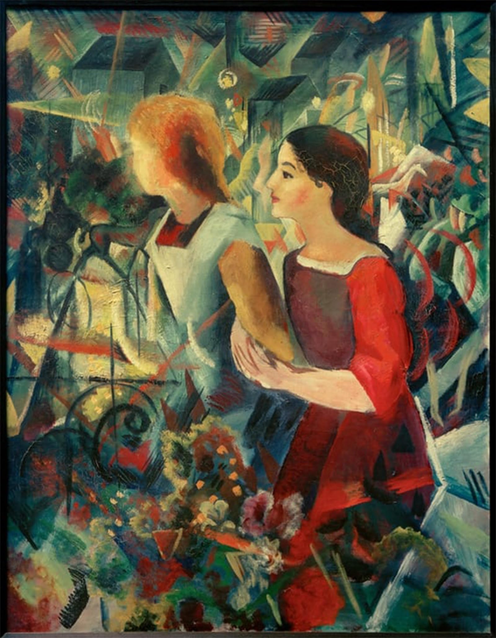 Cuadro Due ragazze di August Macke: lámina impresa sobre lienzo para dormitorio, 60x90cm 5