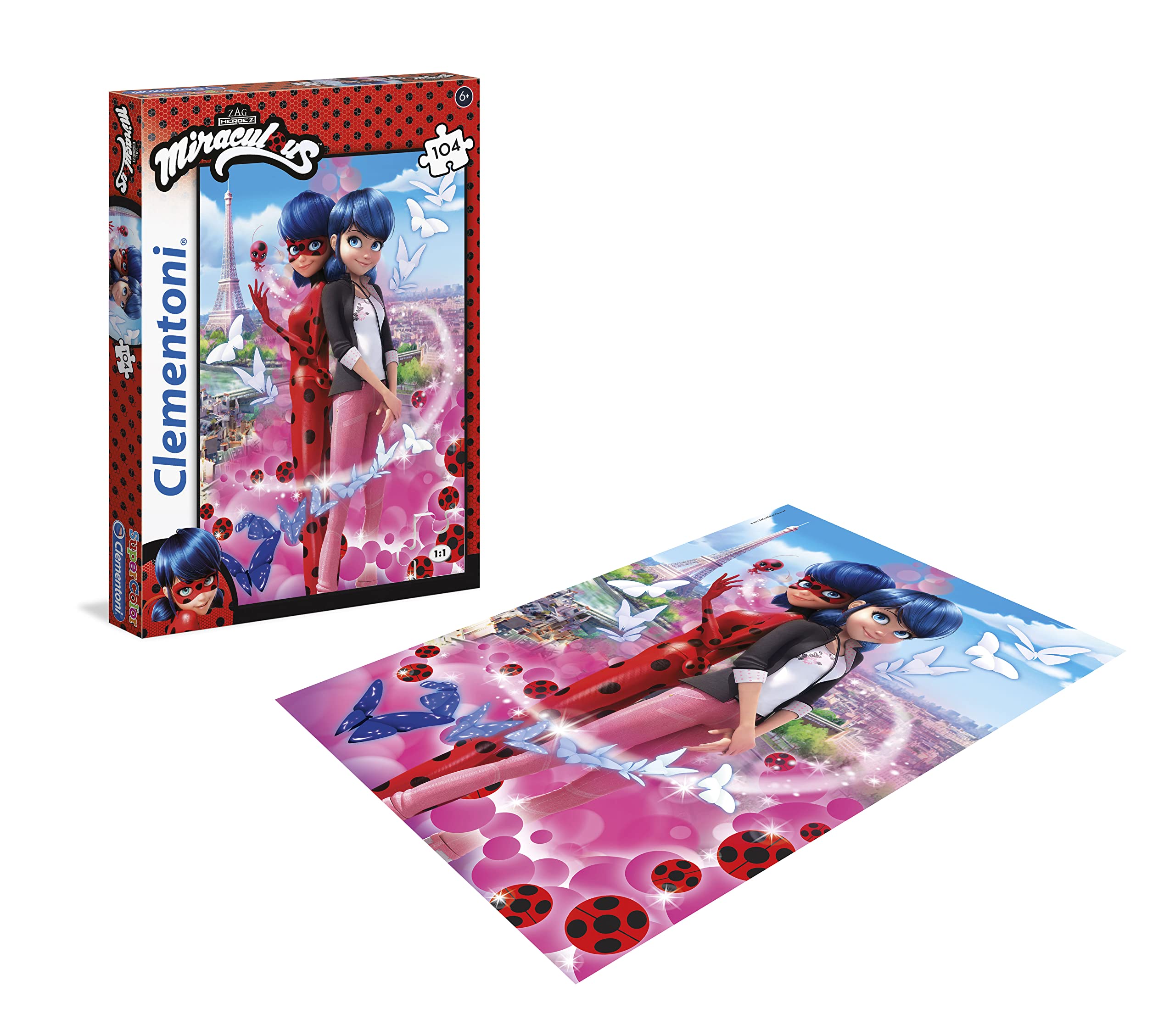 Clementoni - 27076 - Supercolor - Miraculous - 104 Pièces - Puzzle du Dessin Animé - Jeu de Création et Logique pour Enfants à partir de 6 Ans et Plus