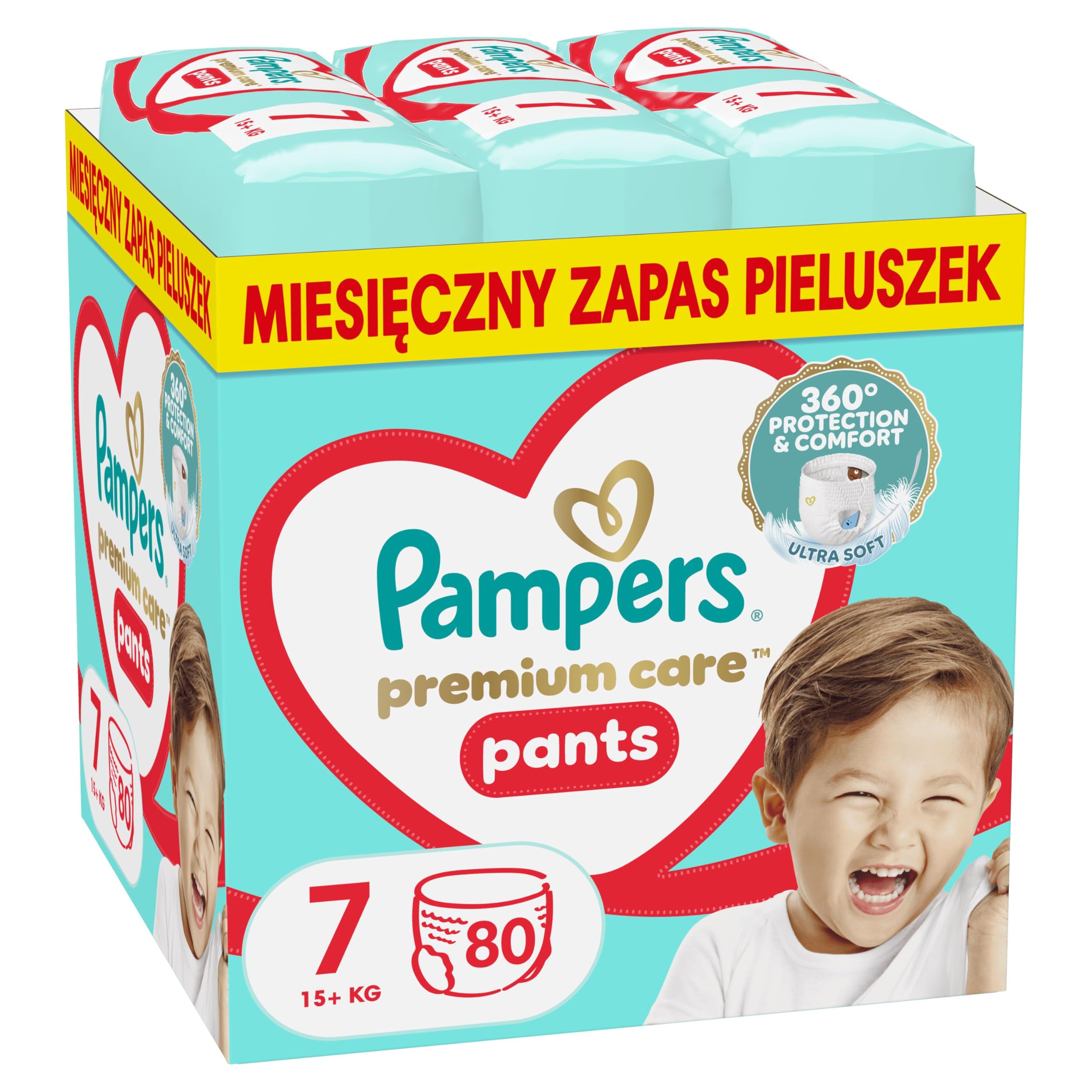 Pampers Premium Care Couche, Taille 7, 80 Couches, 15kg+
