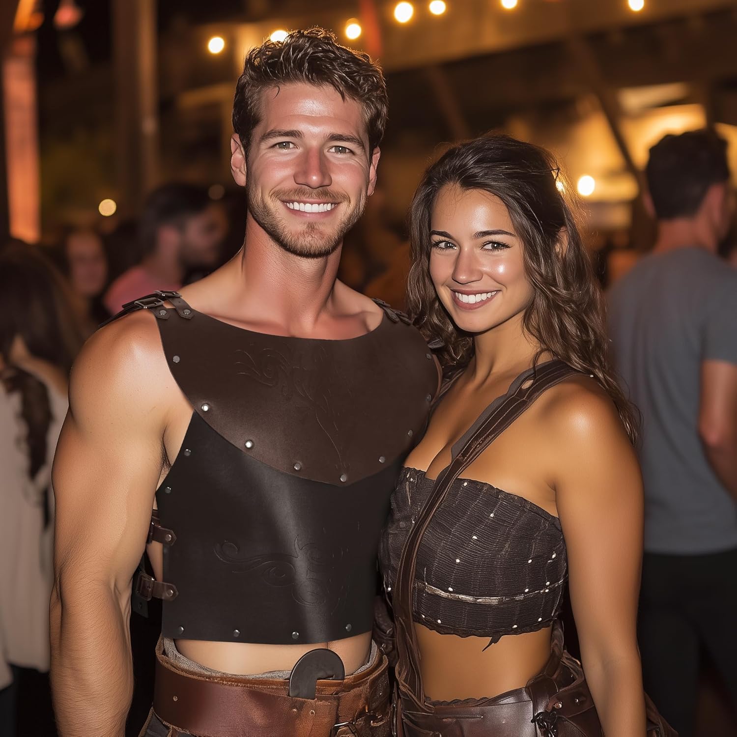 UQJE Leather Chest Armor Men Medieval Viking Retro Mercenary Knight Archer Leather Plate Armor - Image 4