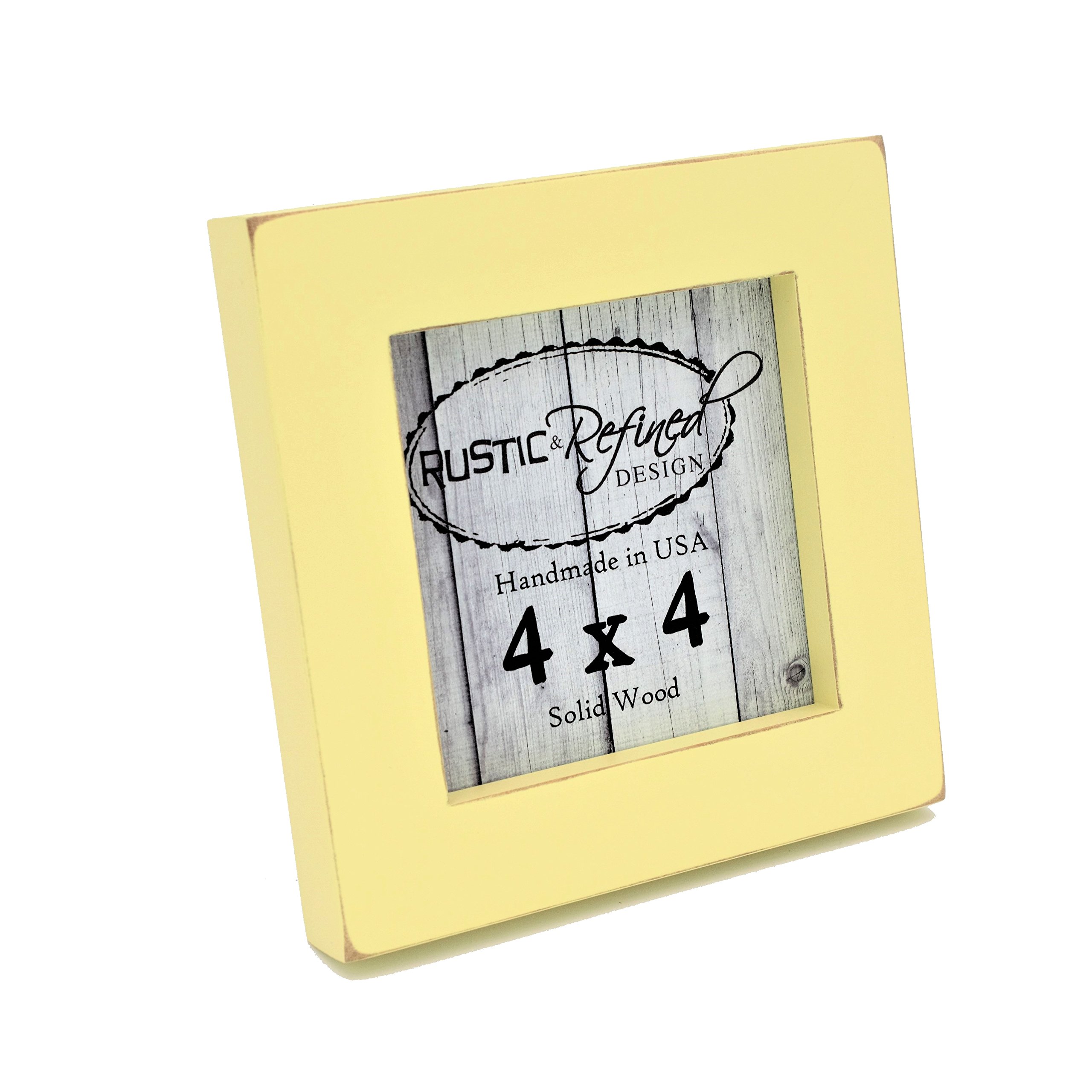 Rustic and Refined Design4x4 Solid Wood Made in USA Picture Frame with 1 Inch Border (Gallery Collection) - Daffodil