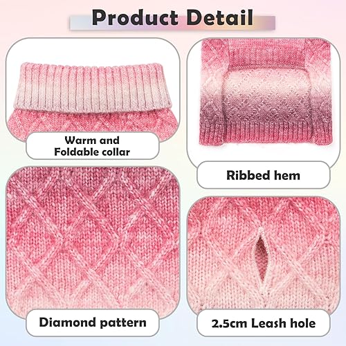 Miniatura 8 de YUDODO Suéter de Navidad para perros pequeños, con cuernos de dibujos animados, suéter de punto para cachorros, ropa de invierno a rayas, suéter