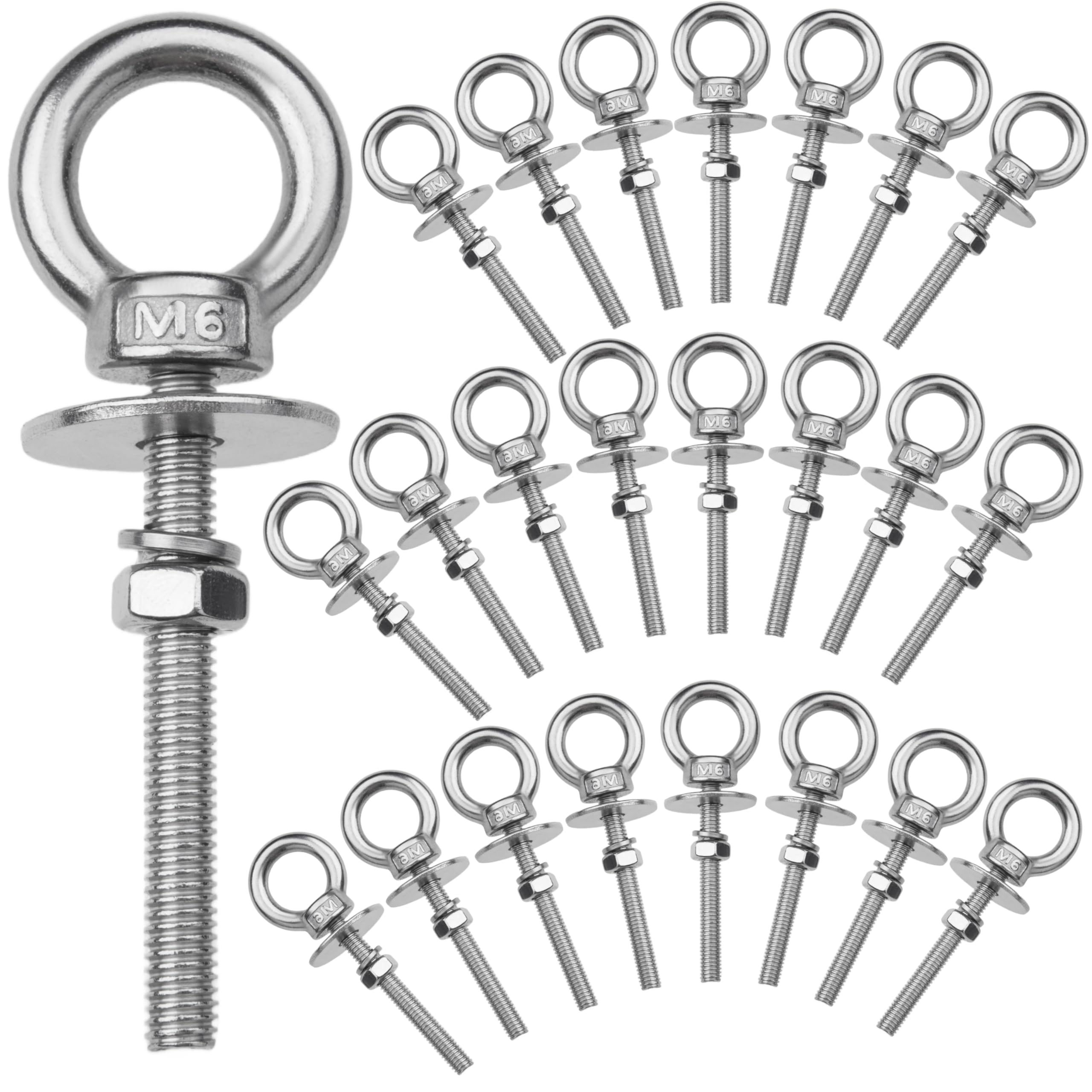 M8 Stainless Steel Eye Bolts - 4 Pack -18