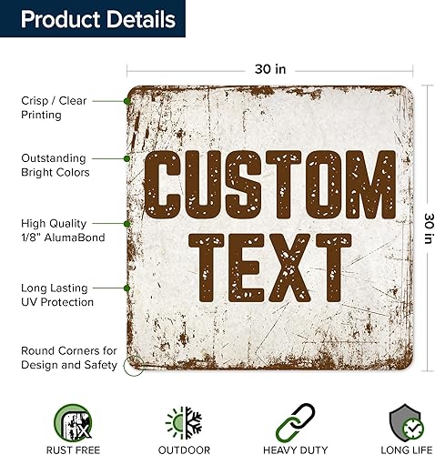 Miniatura 672 de My Sign Center - Letrero personalizado, 11 colores de fuente, 13 estilos de fuente, 4 opciones de agujero, 22 tamaños, 8 x 32 pulgadas, sin óxido,