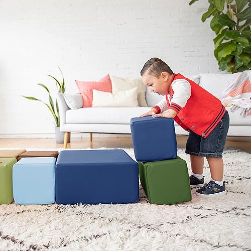 Miniatura 9 de ECR4Kids SoftZone - Bloques de construcción de espuma grande, juego suave, tono terrícola, 7 piezas