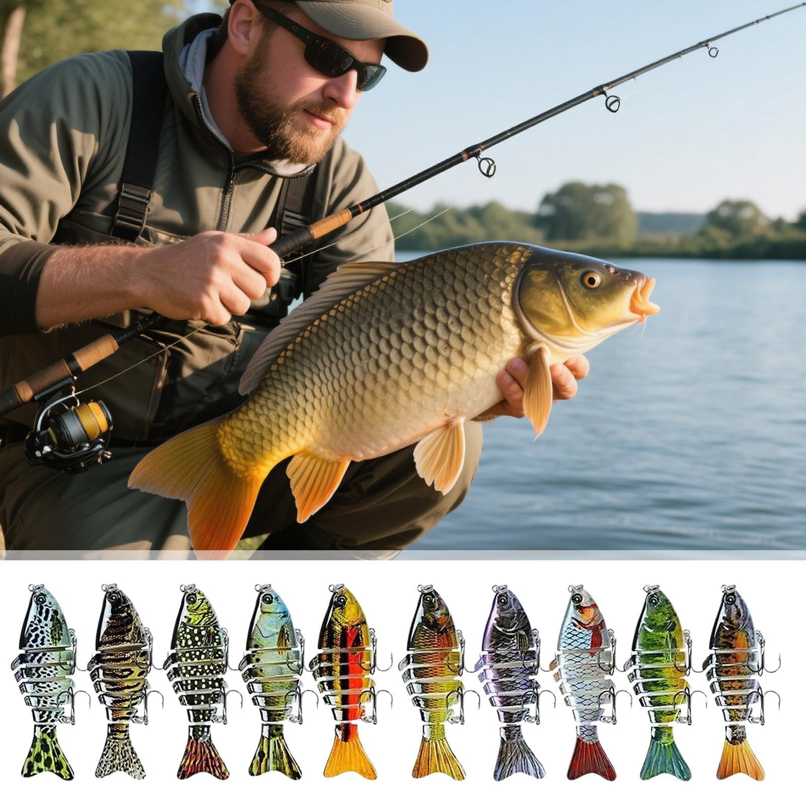 Señuelo de Pesca Autopropulsado Señuelos Wobblers para Pesca de | Carnada Blanda Versátil y Realista para Agua Dulce Perca y