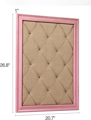 Miniatura 2 de SOFE Tablón de anuncios rosa, tablero de anuncios de tela de lino, tablero de visión de 21 x 27 pulgadas, tablero de notas decorativo para oficina,