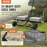 VEVOR Tow Behind Dethatcher, 48-inch Tow Dethatcher with 24 Spring Steel Tines, Lawn Dethatcher Rake for ATV or Mower, Tow Behind Lawn Rake with Lift Handle for Garden Farm Grass - 2