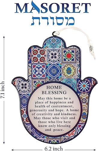 Miniatura 2 de Amuletos de mano Hamsa con bendición del hogar en inglés, decoración de pared de 19 cm - Amuleto de protección contra el mal de ojo, de la buena Set