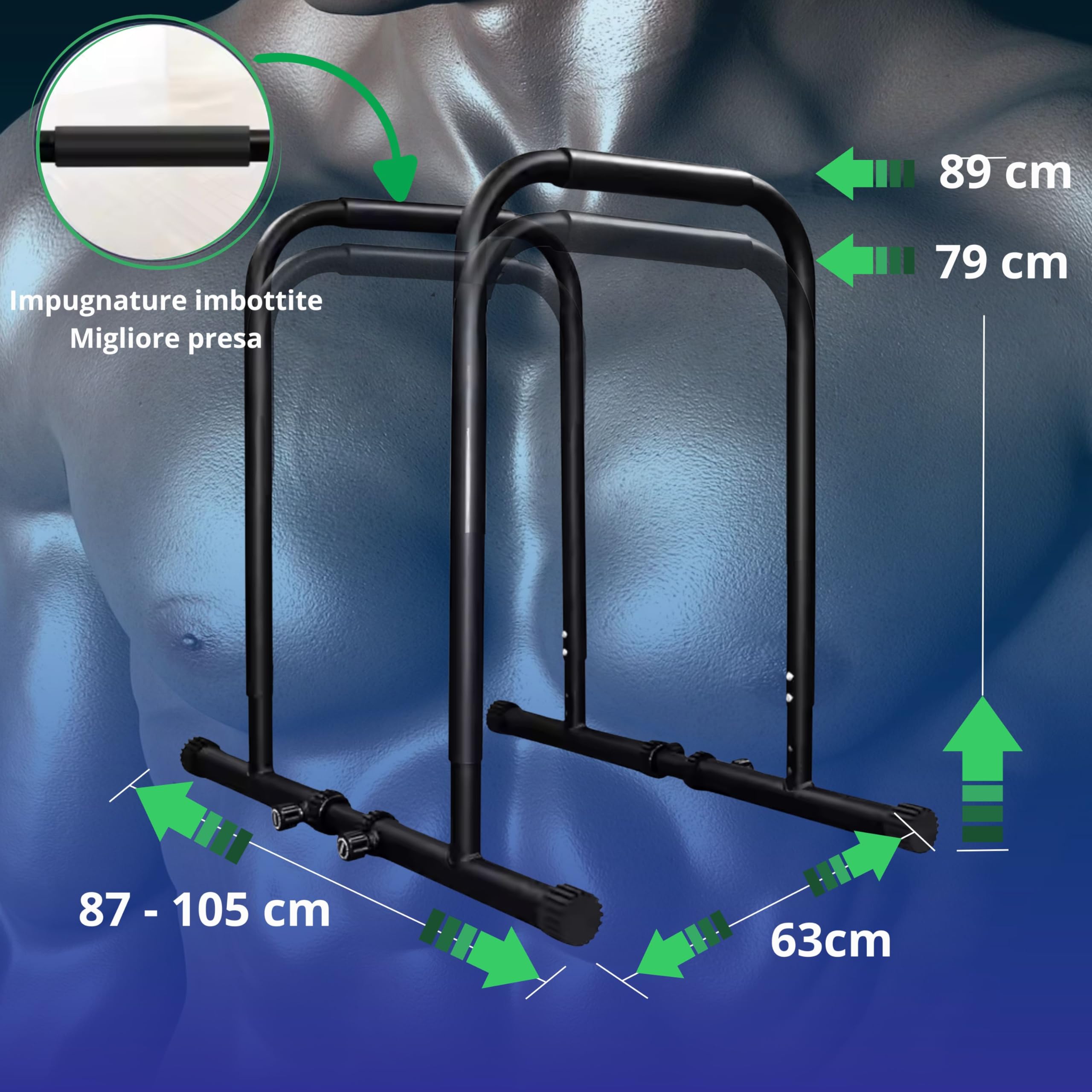 Barre Parallele Calisthenics Regolabili – Attrezzi per Calisthenics e Fitness a Casa – Ideali per Dips, Flessioni, Pull-Up e Push Up – Design Compatto e Robusto per Allenamento Completo