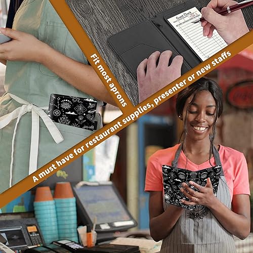 Miniatura 5 de Libros para camarera con bolsillo con cremallera, libro de camarera de hadas, bloc de notas de cuero, organizador de carteras de servicio, soporte