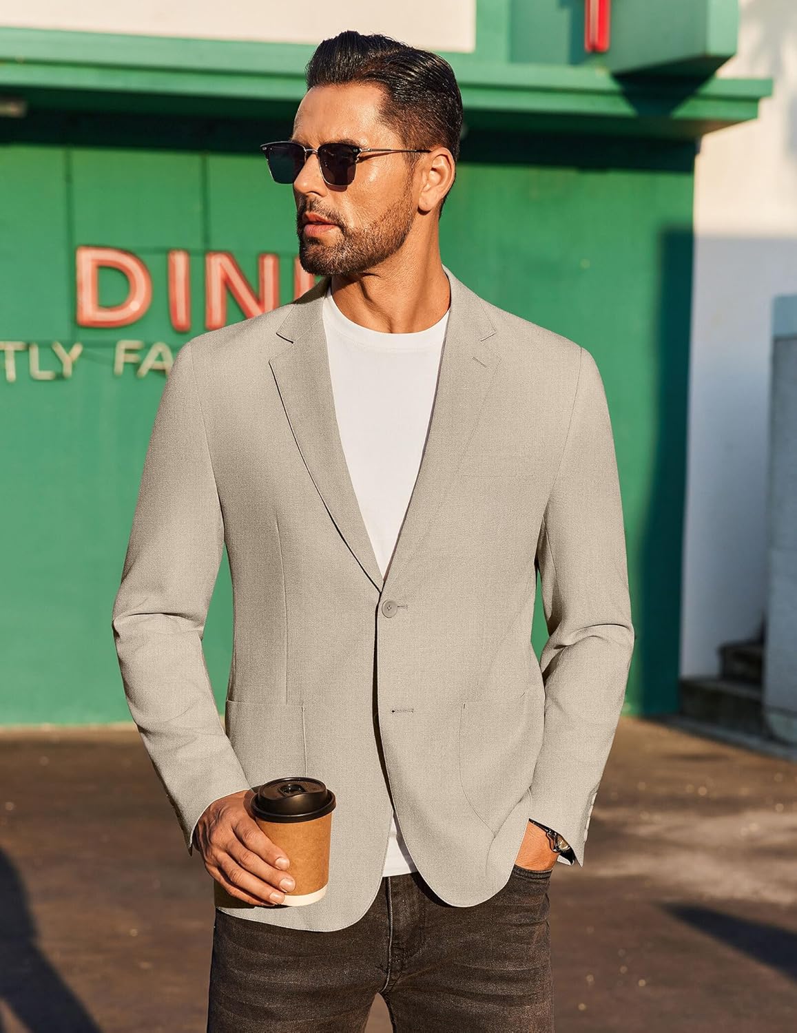 COOFANDY Men's Casual Linen Blazer Jacket Lightweight Sport Coats Two Button Suit Jackets - Image 4