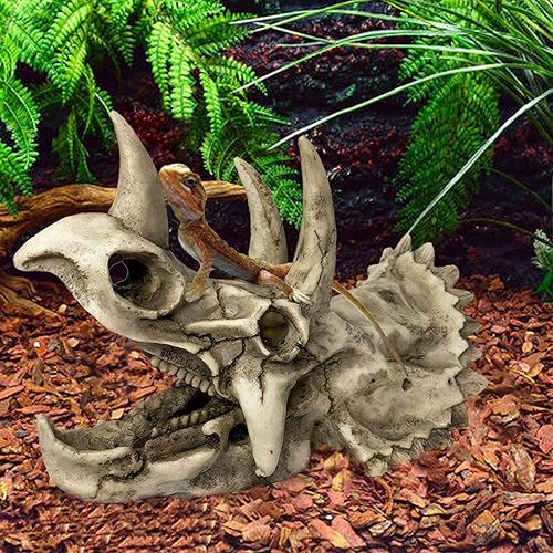 Miniatura 6 de kathson Gran resina dinosaurio triceratops cráneo decoración acuario reptiles escondite pecera adorno decoración hogar paisaje