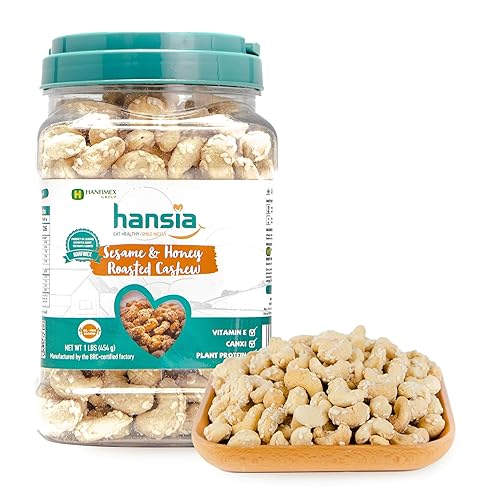 Hansia Nueces de anacardos pelados orgánicos sin OMG con sabor especial Snack sin aceite rico en nutrientes Buena fuente de magnesio y fibra