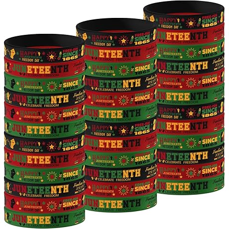36Pcs Juneteenth Bracelets: Celebrate the End of Slavery with Multicolor Rubber Wristbands