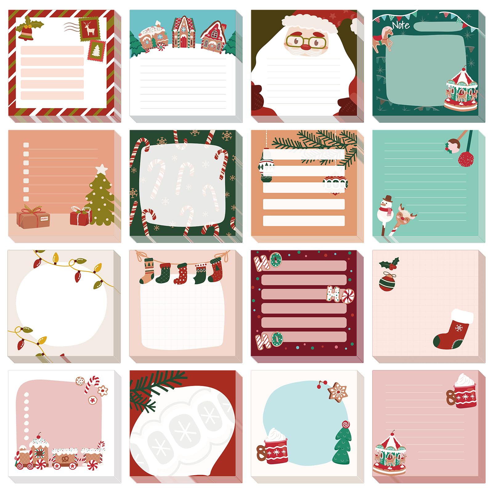 Blocs-notes adhésifs de Noël x16 pour organisation bureau et listes de cadeaux - 8