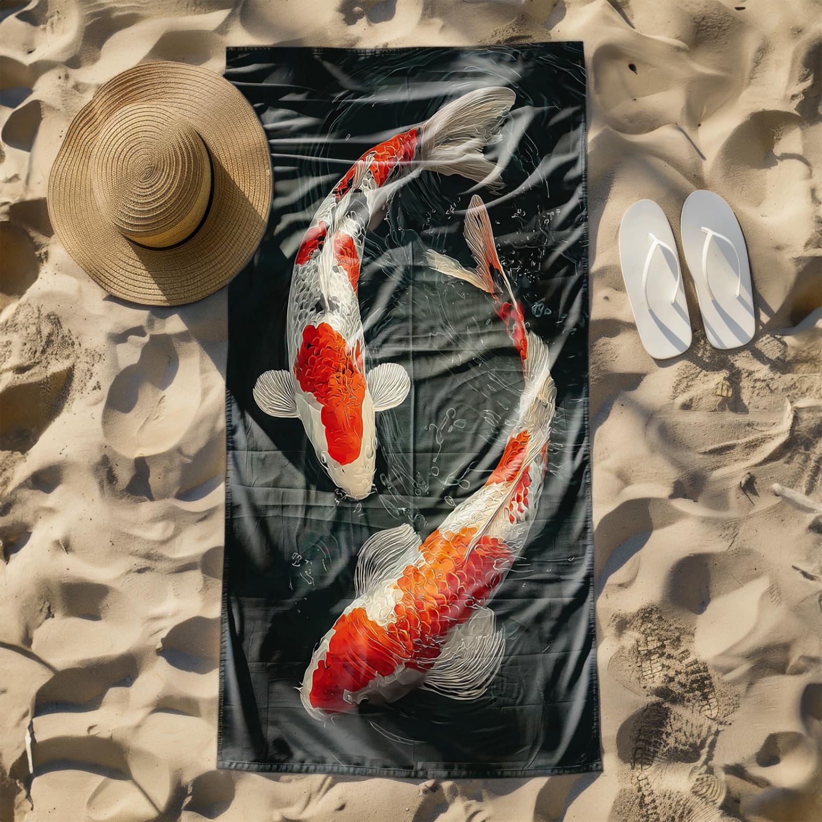 Générique Serviette Microfibre Plage Poisson Rouge Blanc