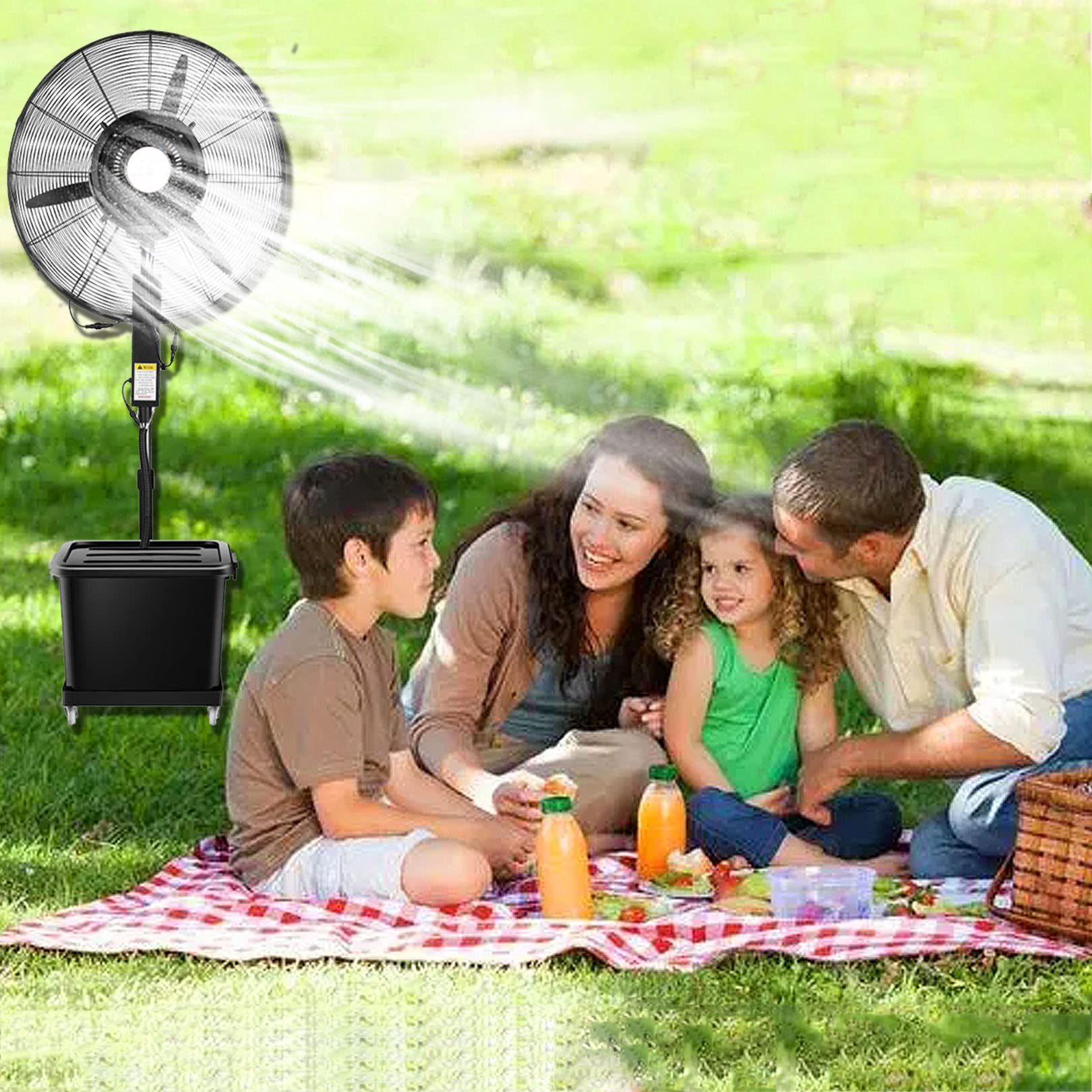 asdchZen Misting Fan, Adjustable Height Oscillating Pedestal Fan 3 Speeds 42L Tank For Restaurant Patio,One Color-Fan blade650mm