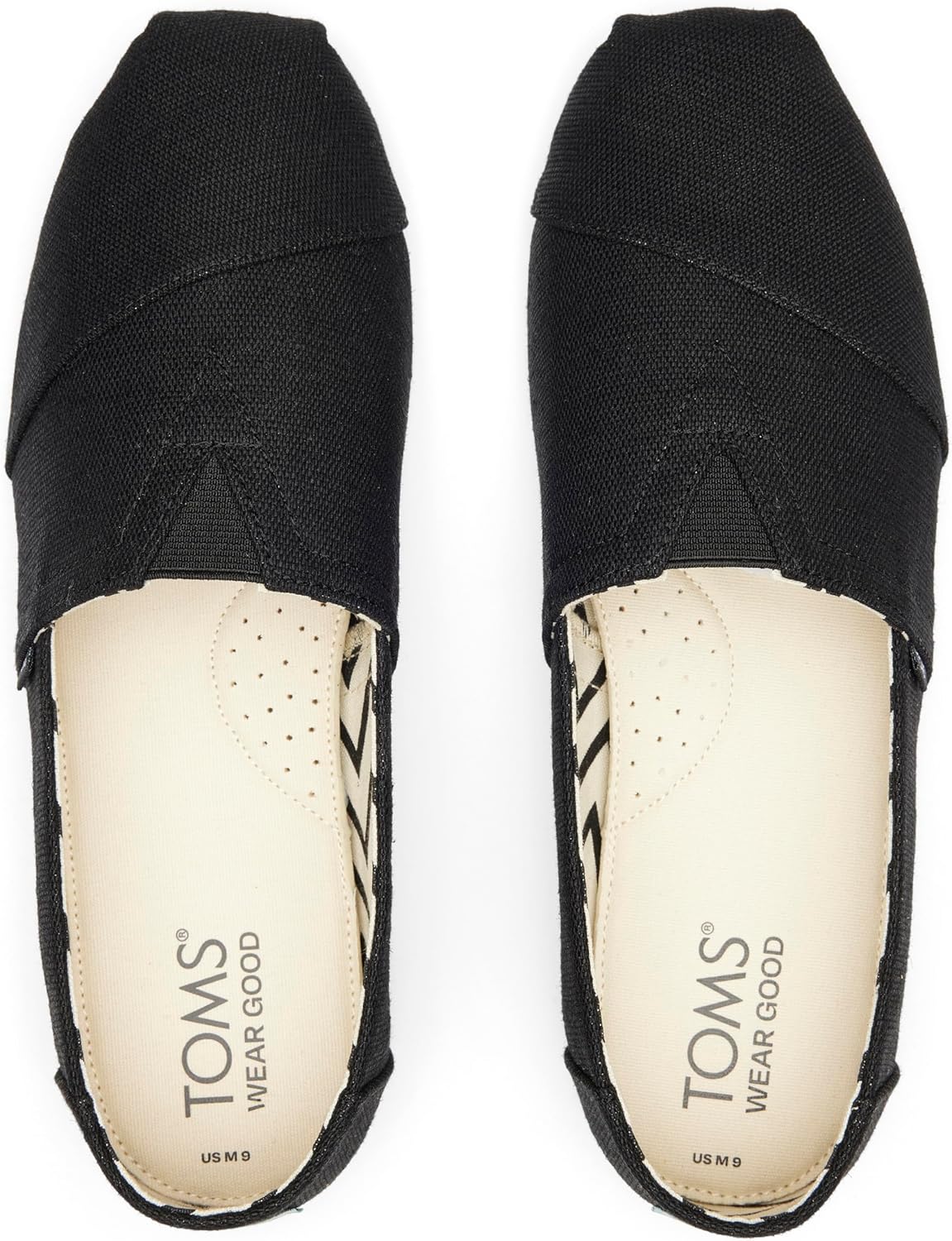 TOMS Men's Alpargata Slip-On Loafer Eco-Friendly Recycled Cotton Canvas, Elastic Gore, Rubber Sole, Black on Black, 11.5 - Image 6