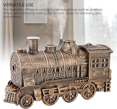 Miniatura 6 de Diydeg Train Diffuser, 300ml Quiet Vintage Steam Train Essential Oil Diffuser with Night Light, Cool Mist Humidifier Diffuser for Bedroom Desk
