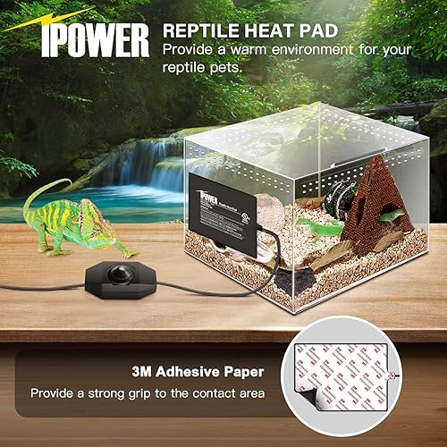 Miniatura 4 de iPower Alfombrilla térmica de reptiles de 6 x 8 pulgadas con controlador de temperatura, calentador debajo del tanque, almohadilla térmica de