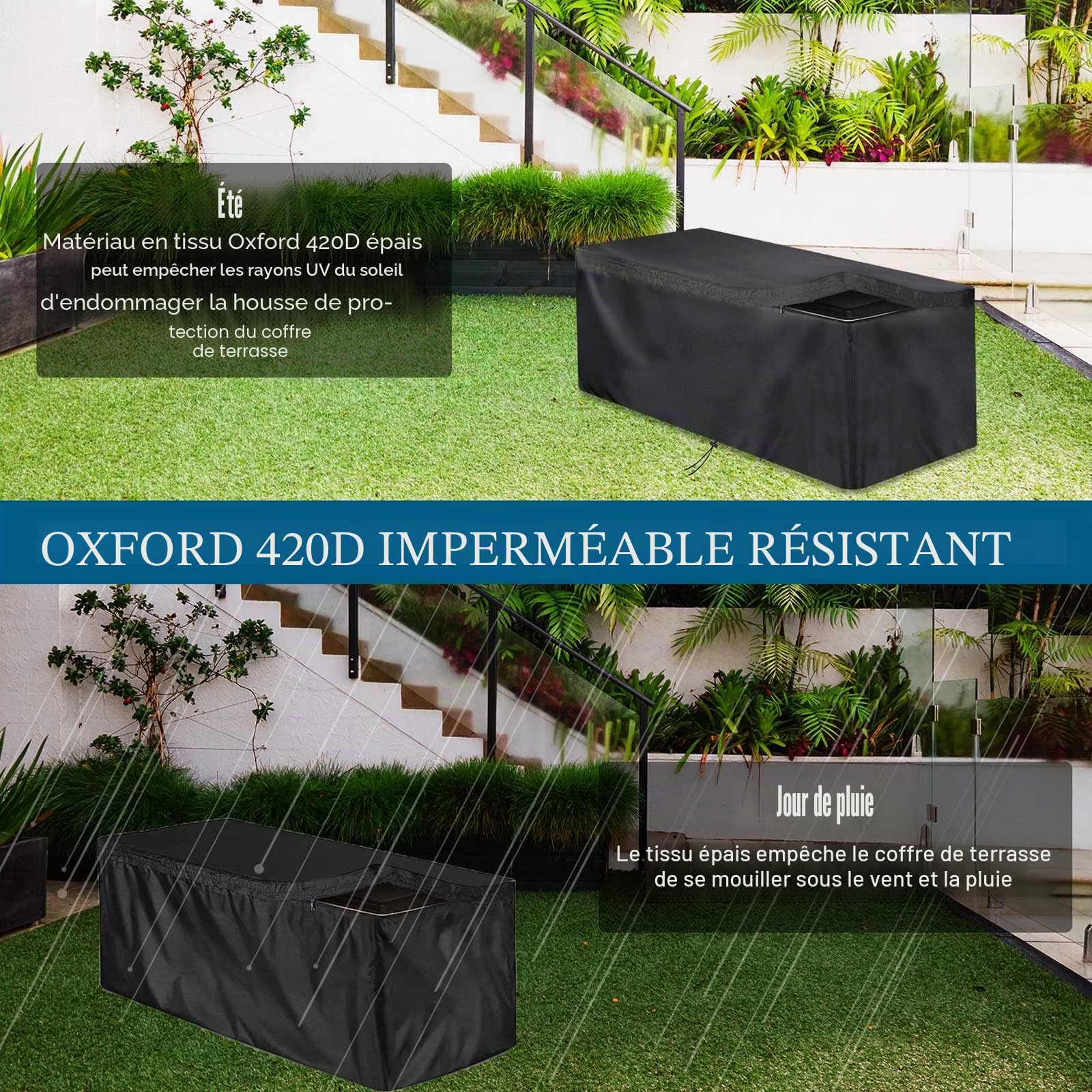 Schleuder Housse Coffre de Rangement Exterieur, Tissu Oxford 420D Bâche Coffre Rangement Jardin Exterieur, Housse Imperméable, Résistant à L'hiver, Résistant Aux UV
