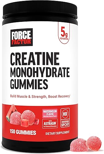 Force Factor Gomitas de monohidrato de creatina, dosis de 0.18 oz para hombres y mujeres para apoyar los músculos, la fuerza, la recuperación, la