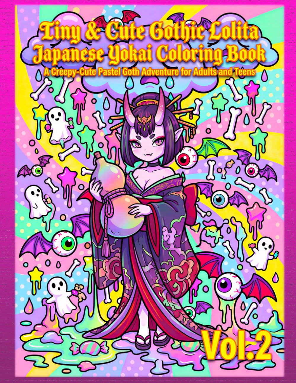 Tiny & Cute Gothic Lolita Japanese Yokai Coloring Book Vol.2: A Creepy-Cute Pastel Goth Adventure for Adults and Teens