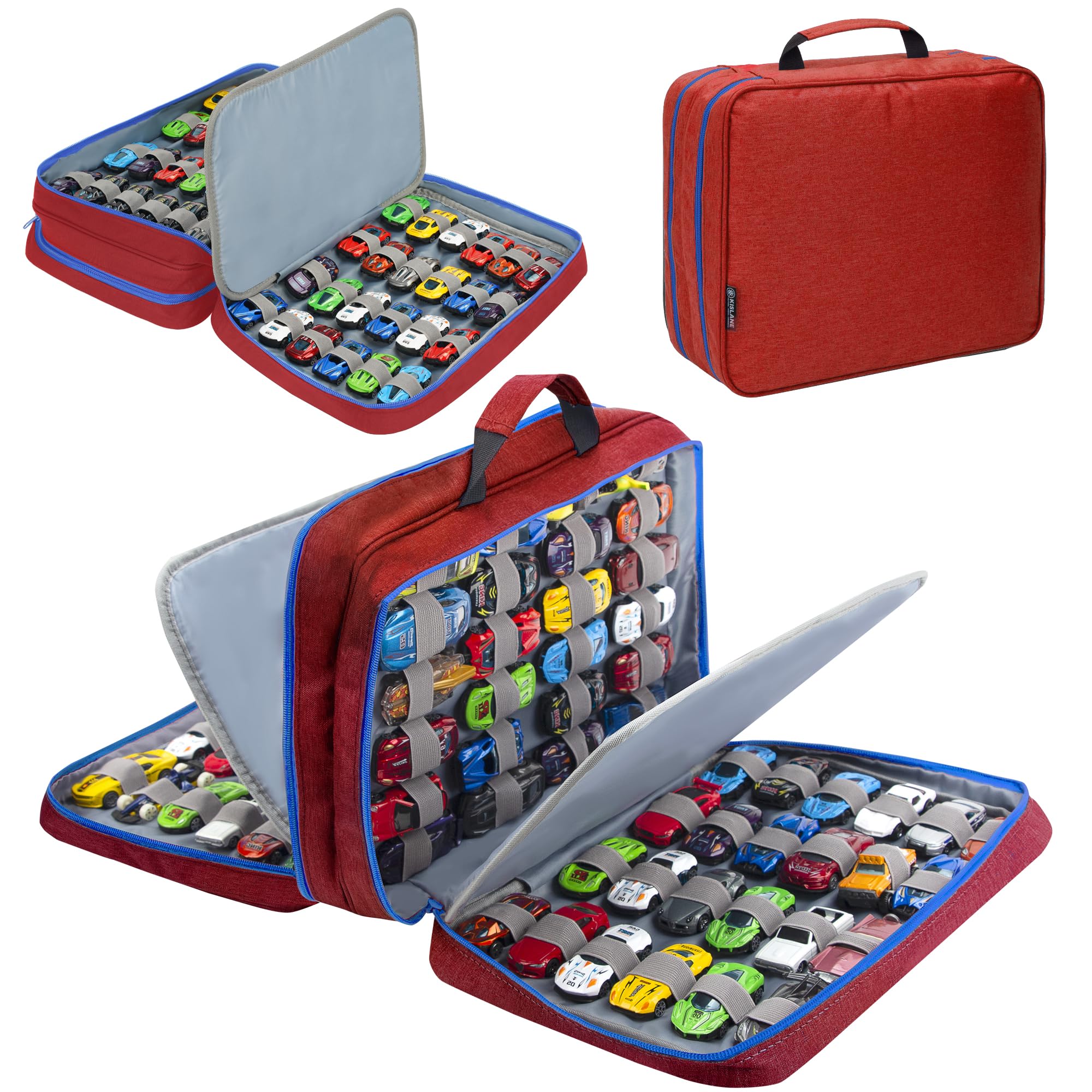 Toy Car Storage Case, Diecast Display Case 96 Slots (Red)