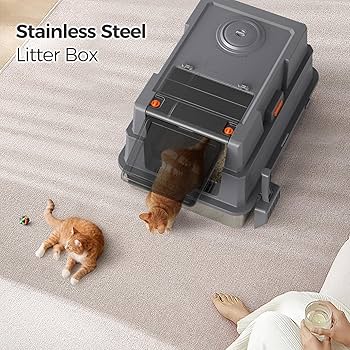 Amazon.com: XXXL Stainless Steel Litter Box with Lid,28" L x 20.5" W x  16.5" H Extra Large Cat Litter Box Enclosure for Large and Multi-Cats  Families,Non-Sticky, Anti-Leakage, Easy to Clean(Gray) : Pet