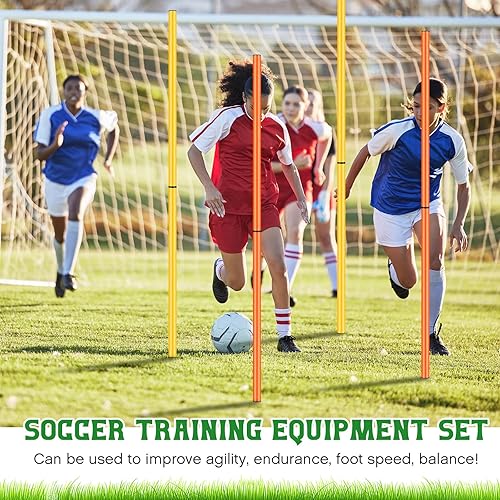 Miniatura 5 de Hiboom 20 bastones de entrenamiento de agilidad, bastones de entrenamiento de fútbol, bastones de entrenamiento de fútbol Forza Slalom con bolsa de