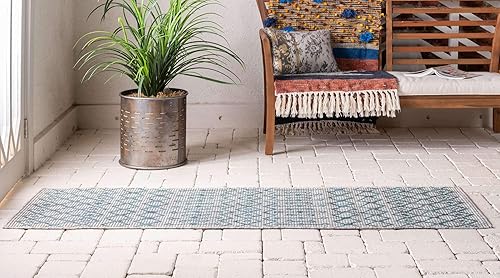 Vista 138 de Unique Loom Alfombra Colección enrejado Marroquí Celosía Transicional Interior y Exterior, Polipropileno Gris carbón/natural