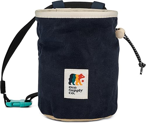 Miniatura 13 de Bolsa de tiza de lona encerada - Bolsillo con cremallera y bolsa de malla para bouldering, escalada en roca, gimnasio, levantamiento de pesas - Azul