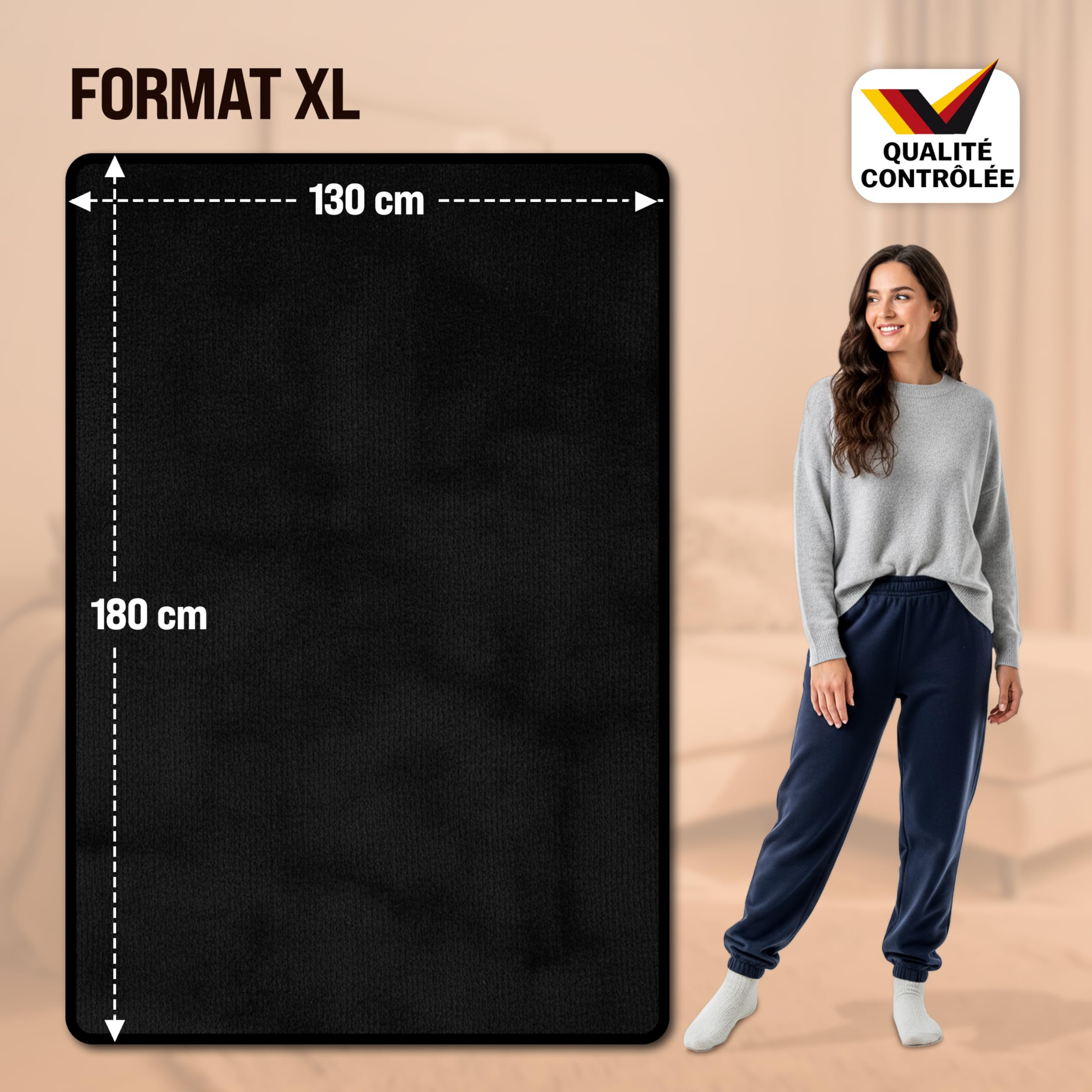 Monzana® Couverture chauffante 180x130cm 2 Places 10 Niveaux de Chauffage minuteur arrêt Automatique surmatelas Chauffant électrique Anthracite