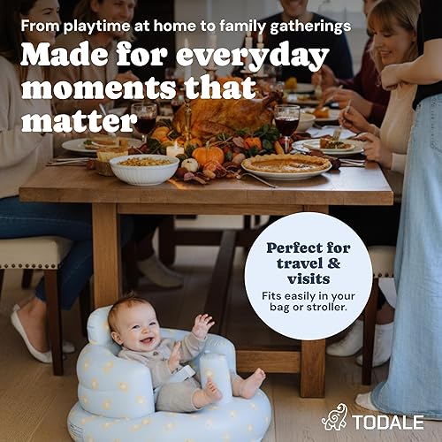 Miniatura 7 de Todale Asiento inflable para bebé de 3 a 24 meses, silla inflable con cinturón de seguridad, bomba integrada, silla de piso de regalo de Navidad