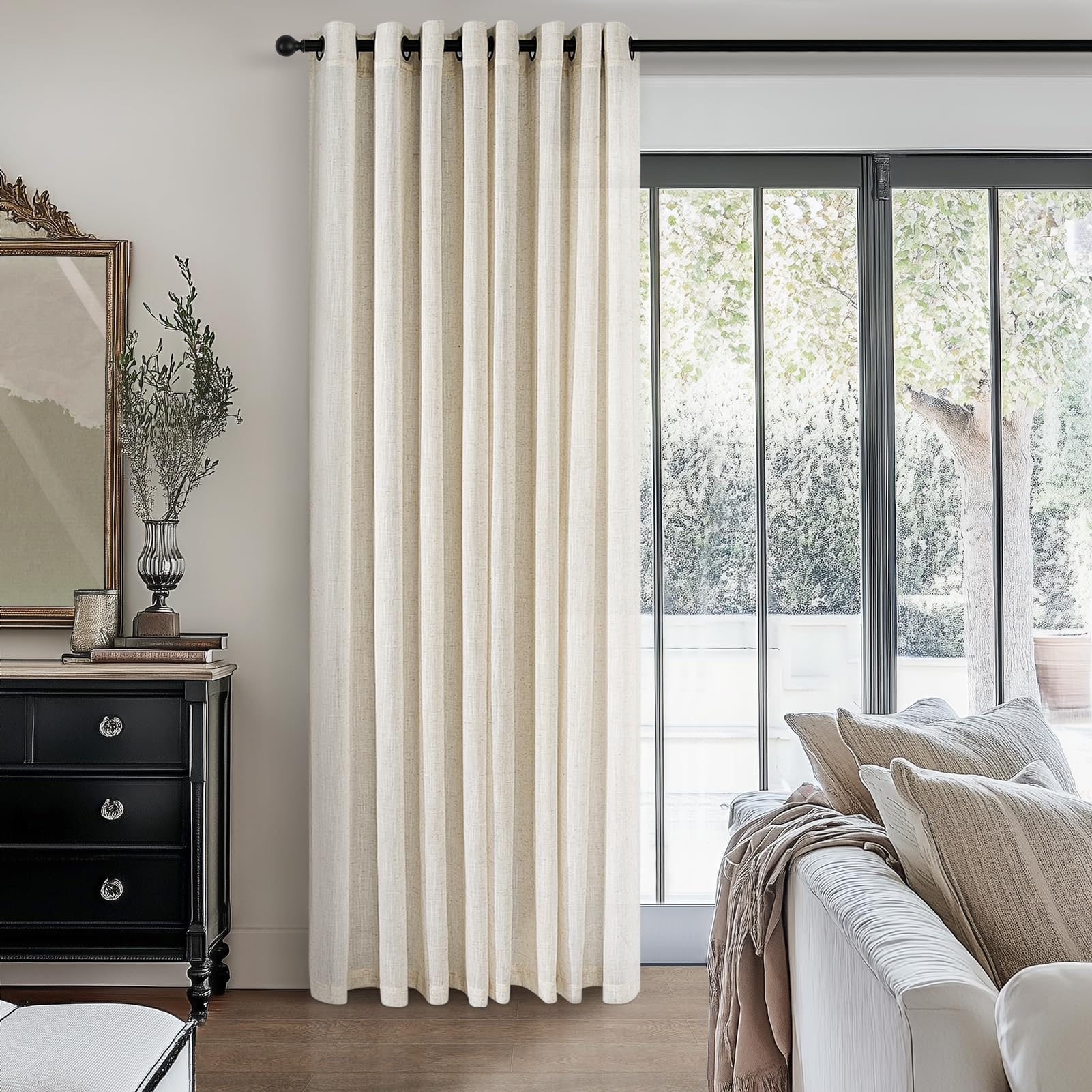 Topfinel Tende Per Interni Oscuranti Lino Tenda Camera Da Letto Bambini a Pannello con Occhielli in Voile Spessa Tenda Semitrasparente per Poggiorno da Letto Ufficio Naturale 2 Pezzi 140 x 260 cm