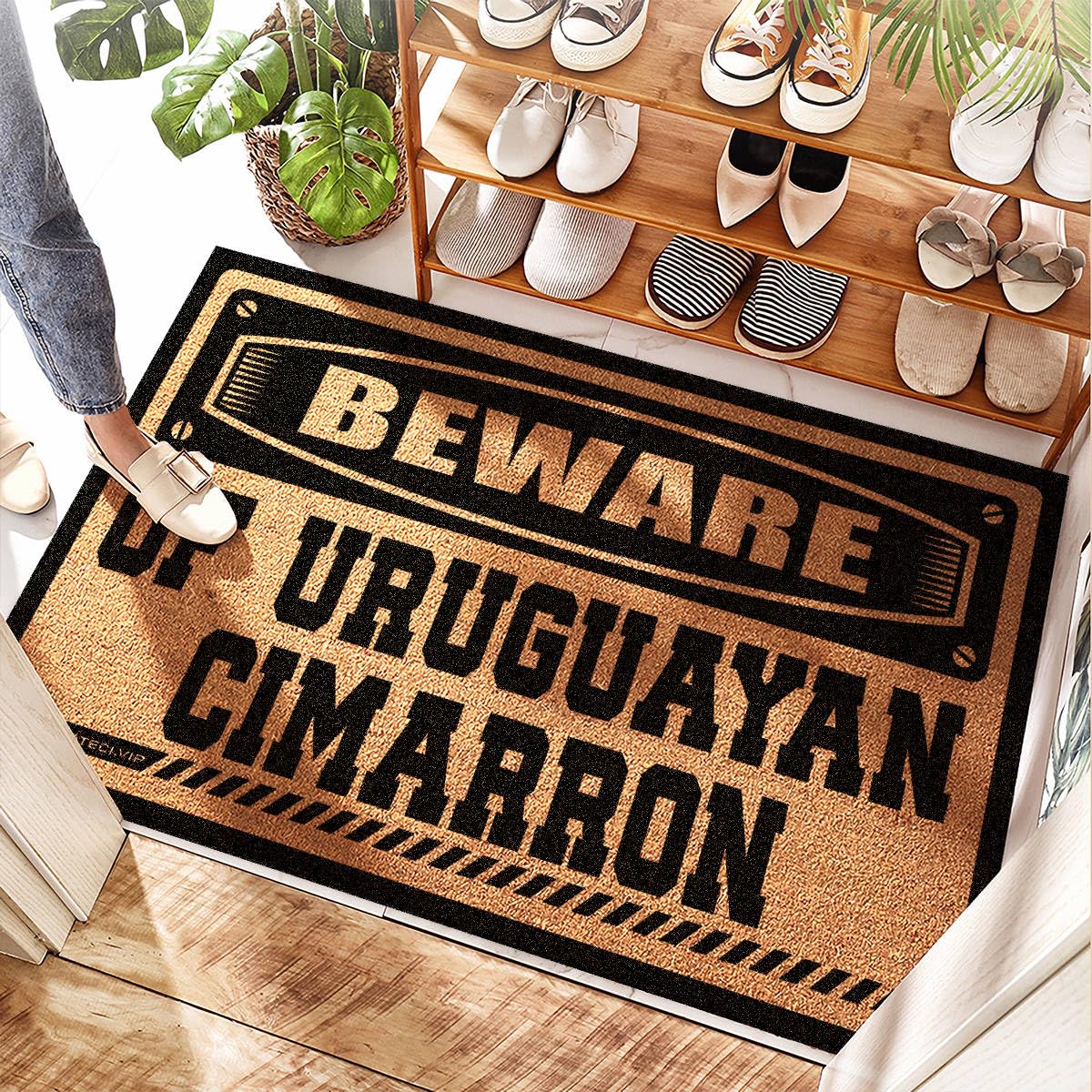 Paillasson cimarron uruguayen en fibre de coco pour porte 65x90