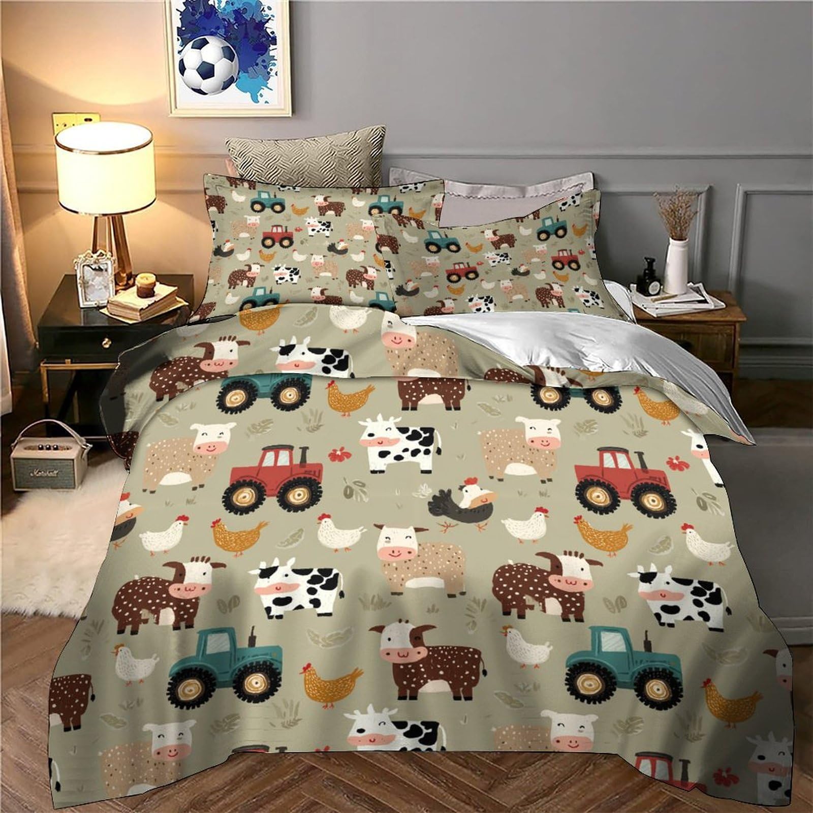 Kinder Bettwäsche Set Bauernhof 3D Druck Mikrofaser