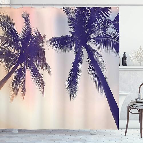 Miniatura 22 de Ambesonne Cortina de ducha amarilla, inspirada en pícnic, temática de los años 50, 60 y 70, estampado de lunares retro, juego de decoración de baño