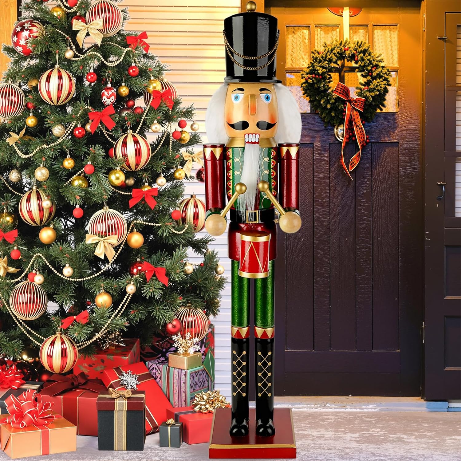 AMOR PRESENT Wooden Nutcracker, 36" 2.9Ft Wooden Nutcracker Soldier Figure for Christmas Holiday Decoration
