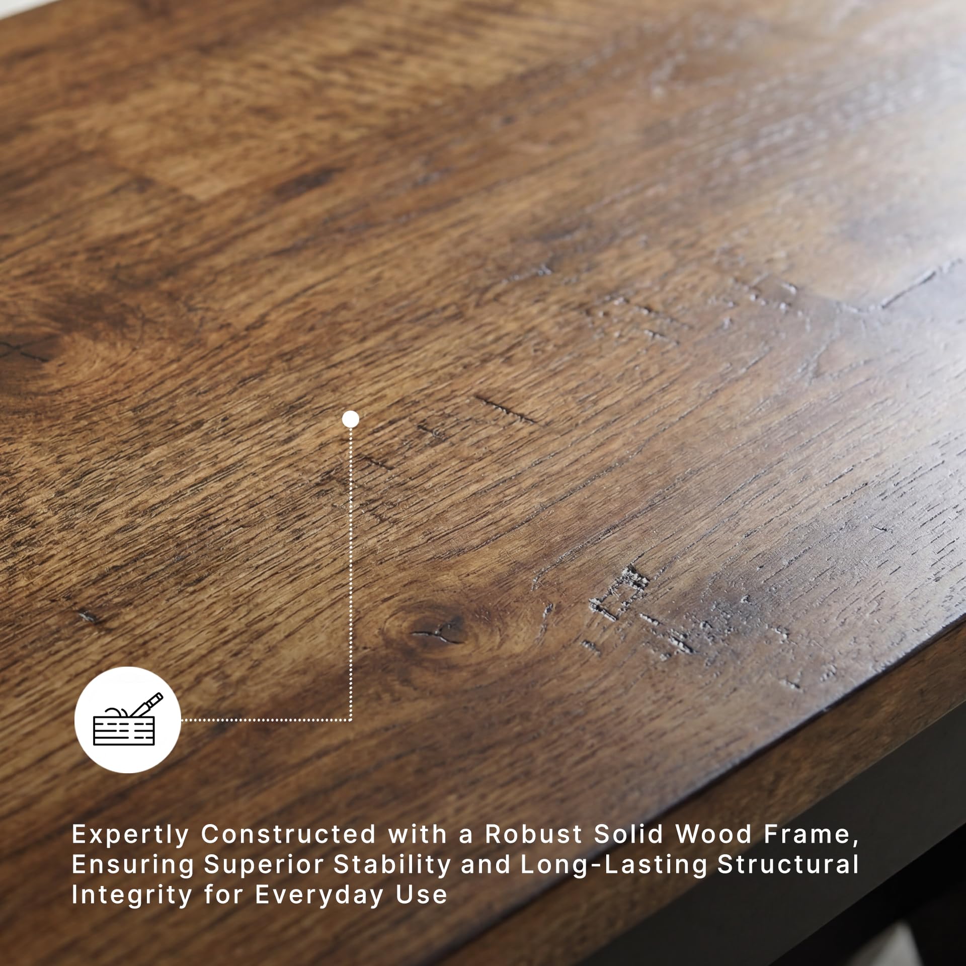 Signature Design by Ashley 1-Piece Wood Dining Bench, 48" 2-Tone Farmhouse | Sturdy solid wood frame with mango veneer and MDF substrate seat, Space-saving 48-inch profile, Wildenauer Series