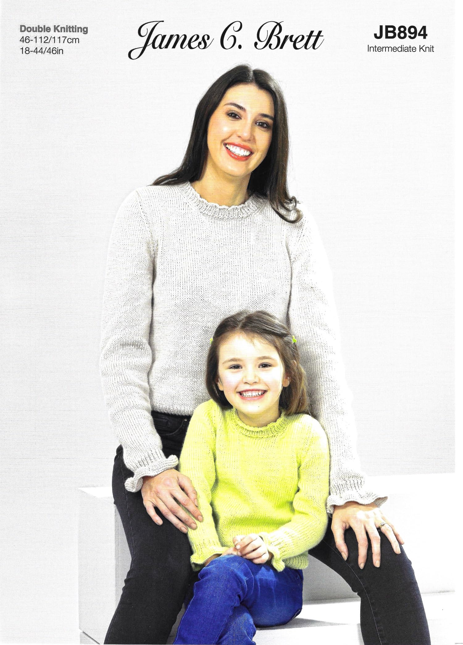 James C. Brett Women's Multicolor James Brett Double Knitting Pattern Lady & Child’s Matching Sweater Dk (Jb894)