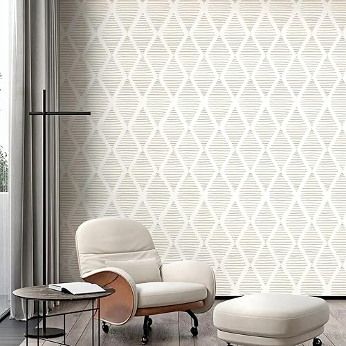 Gen 2 - Papel tapiz de rayas doradas rombo revestimiento de doble capa, textura gruesa, opaco de alta cobertura, 11 yardas y 47 pies cuadrados,