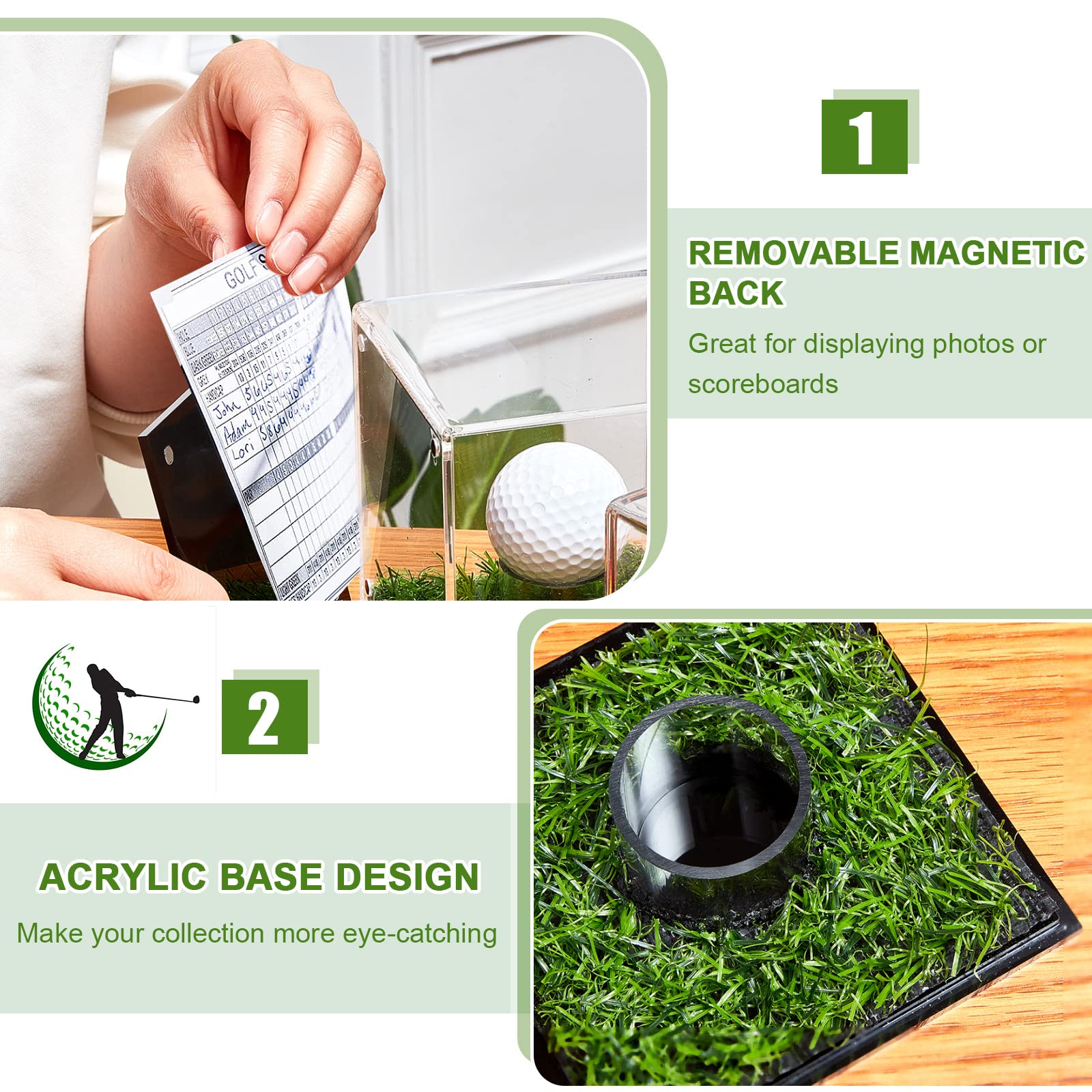 Vitrina de pelotas de golf, pequeña caja de acrílico transparente, soporte cuadrado para entusiastas de la pelota de golf, voleibol, coleccionables, 3.9 x 4 x 3.9 pulgadas (3 piezas)