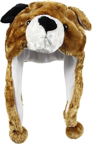 Miniatura 58 de Poliéster animal de la diversión de la felpa un tamaño del casquillo con la guarnición marrón (bear brown)