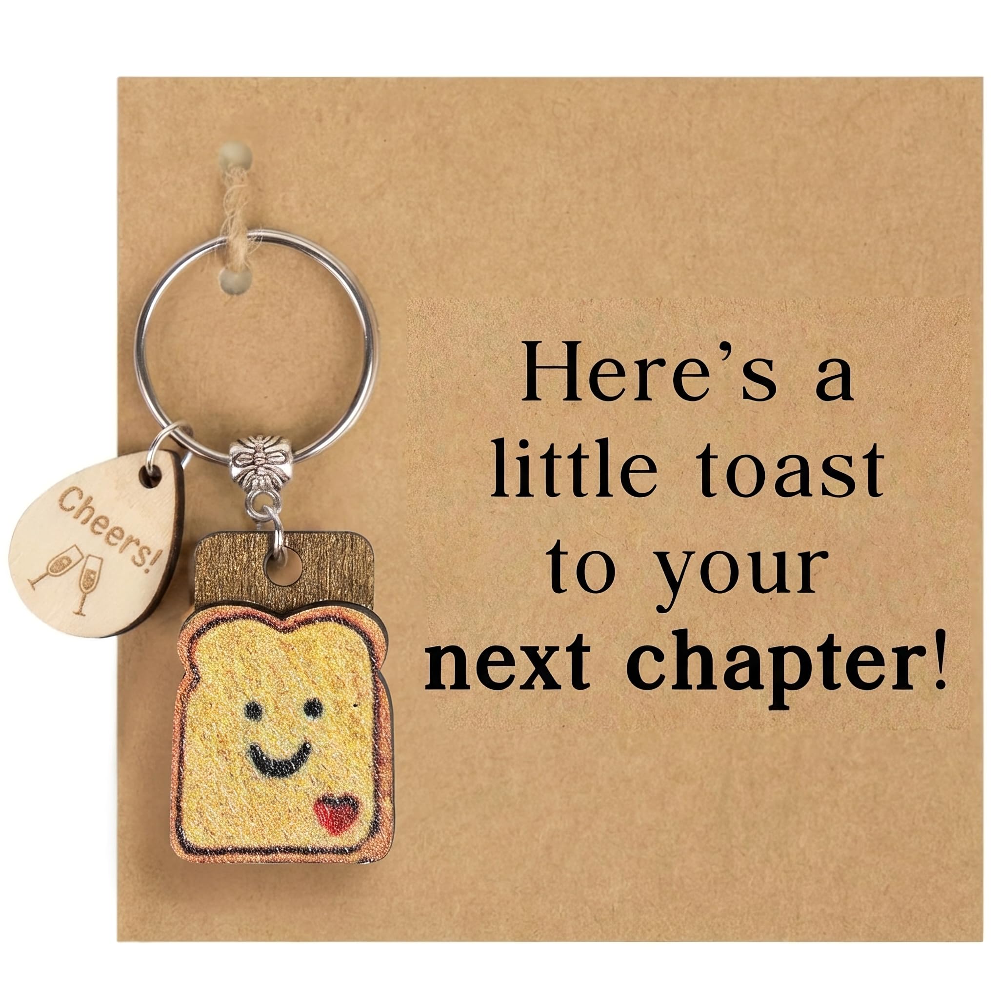 JRTEAY Bread Toast Keychain - Cute Good Luck Gift for Women, New Job, New Beginnings, Farewell Coworker, Graduation, Birthday, Housewarming, Going Away Present