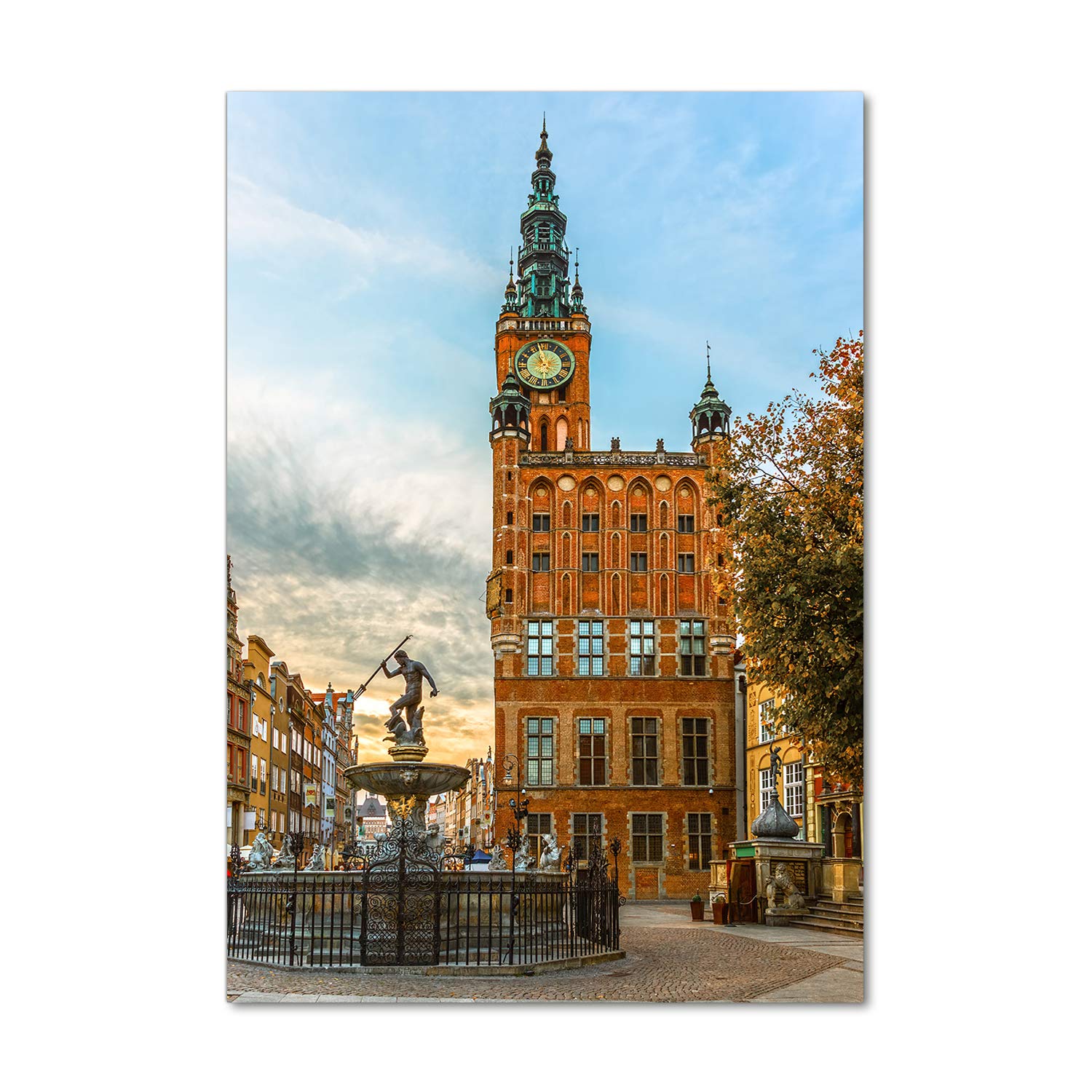 Tulup Impresión en vidrio - 70x100cm - Cuadro sobre Vidrio - Pinturas en Vidrio - Cuadro en Vidrio - Impresiones sobre Vidrio - Cuadro de Cristal - Monumentos Y Arquitectura - Naranja - Gdansk, Polonia
